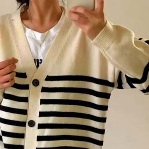 LOFT striped knit cardigan